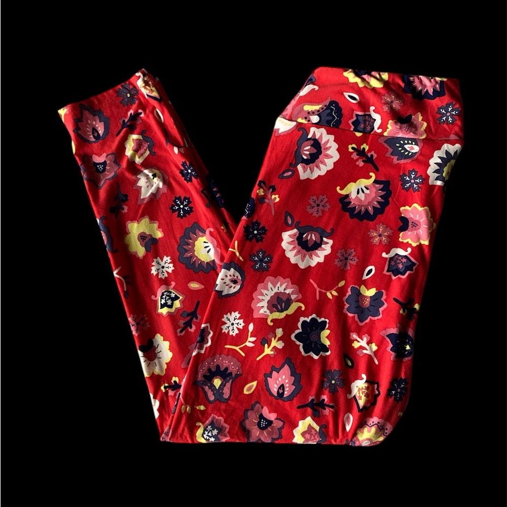 🌟 LULAROE: Up in Blooms Floral Leggings- Size TC2 20-26
